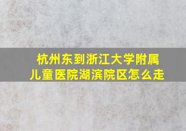 杭州东到浙江大学附属儿童医院湖滨院区怎么走