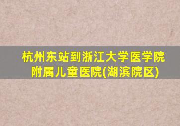 杭州东站到浙江大学医学院附属儿童医院(湖滨院区)