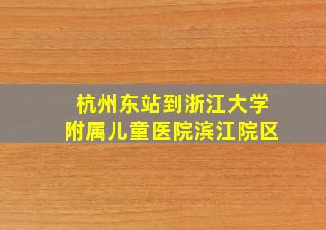 杭州东站到浙江大学附属儿童医院滨江院区