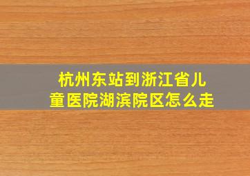 杭州东站到浙江省儿童医院湖滨院区怎么走