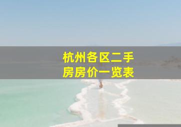 杭州各区二手房房价一览表