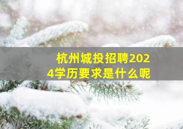 杭州城投招聘2024学历要求是什么呢