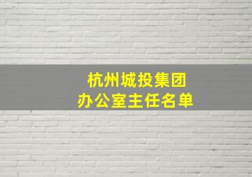 杭州城投集团办公室主任名单