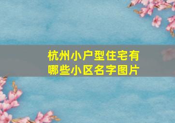 杭州小户型住宅有哪些小区名字图片