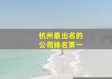 杭州最出名的公司排名第一