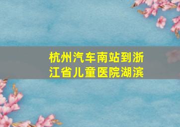 杭州汽车南站到浙江省儿童医院湖滨