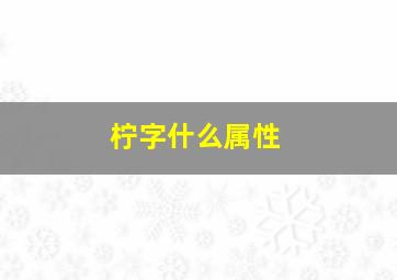 柠字什么属性