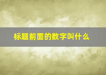 标题前面的数字叫什么