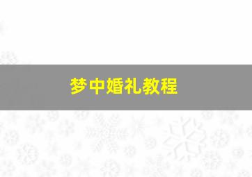 梦中婚礼教程