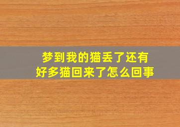 梦到我的猫丢了还有好多猫回来了怎么回事