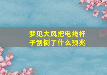 梦见大风把电线杆子刮倒了什么预兆