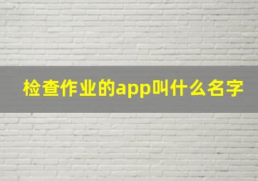 检查作业的app叫什么名字