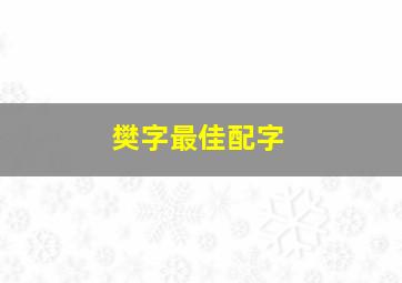 樊字最佳配字