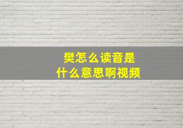 樊怎么读音是什么意思啊视频