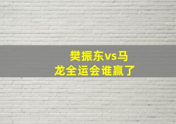 樊振东vs马龙全运会谁赢了