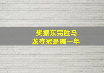 樊振东完胜马龙夺冠是哪一年