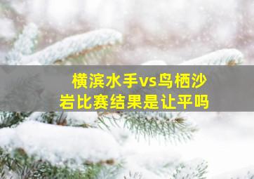 横滨水手vs鸟栖沙岩比赛结果是让平吗