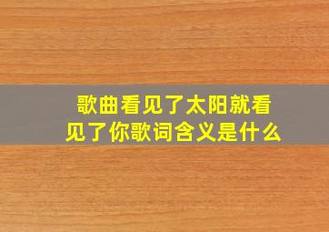 歌曲看见了太阳就看见了你歌词含义是什么