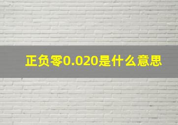 正负零0.020是什么意思