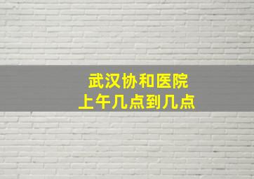 武汉协和医院上午几点到几点