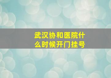 武汉协和医院什么时候开门挂号