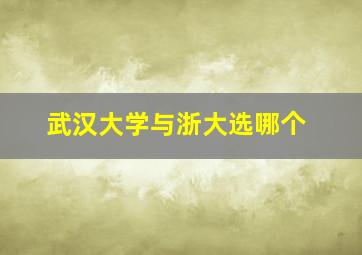 武汉大学与浙大选哪个