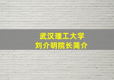 武汉理工大学刘介明院长简介