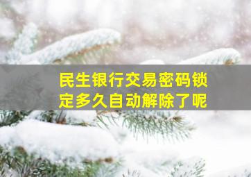 民生银行交易密码锁定多久自动解除了呢