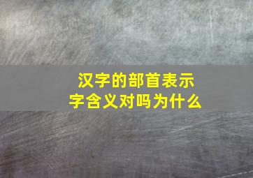 汉字的部首表示字含义对吗为什么