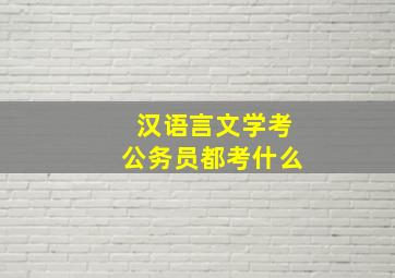 汉语言文学考公务员都考什么