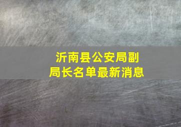 沂南县公安局副局长名单最新消息