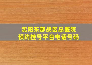 沈阳东部战区总医院预约挂号平台电话号码