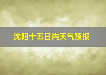 沈阳十五日内天气预报