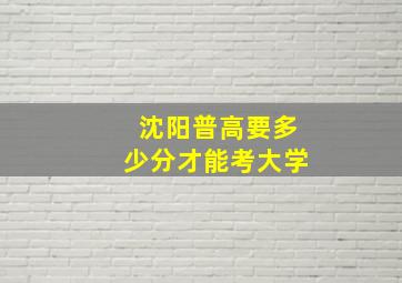 沈阳普高要多少分才能考大学