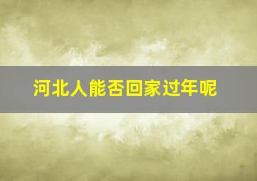 河北人能否回家过年呢