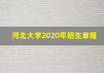 河北大学2020年招生章程