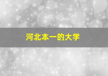 河北本一的大学