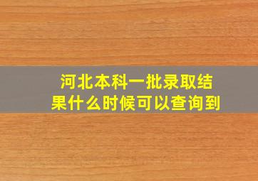 河北本科一批录取结果什么时候可以查询到