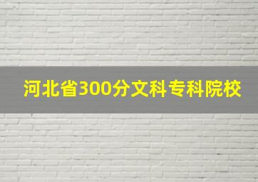 河北省300分文科专科院校