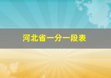 河北省一分一段表