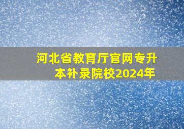 河北省教育厅官网专升本补录院校2024年