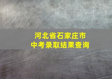 河北省石家庄市中考录取结果查询