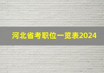 河北省考职位一览表2024