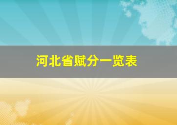 河北省赋分一览表