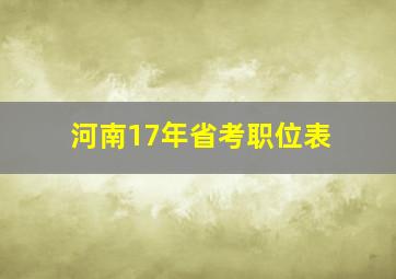 河南17年省考职位表