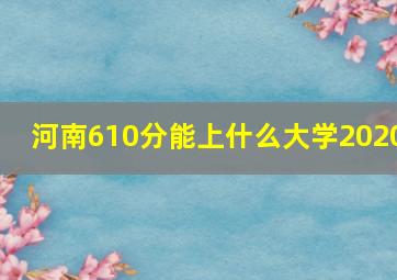 河南610分能上什么大学2020