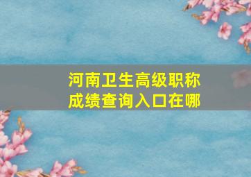 河南卫生高级职称成绩查询入口在哪