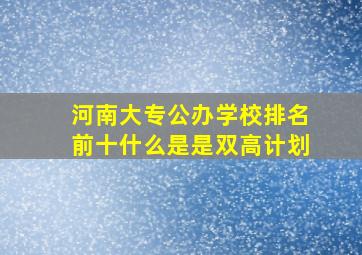 河南大专公办学校排名前十什么是是双高计划