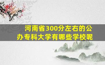 河南省300分左右的公办专科大学有哪些学校呢