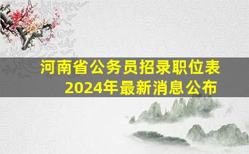 河南省公务员招录职位表2024年最新消息公布